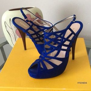 FENDI Royal Blue cage platform heels size 39